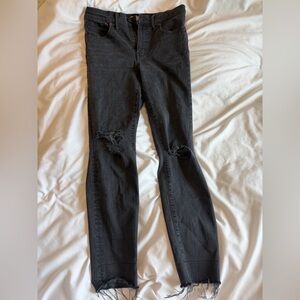 Madewell Black Skinny Jeans with Distressed Knees